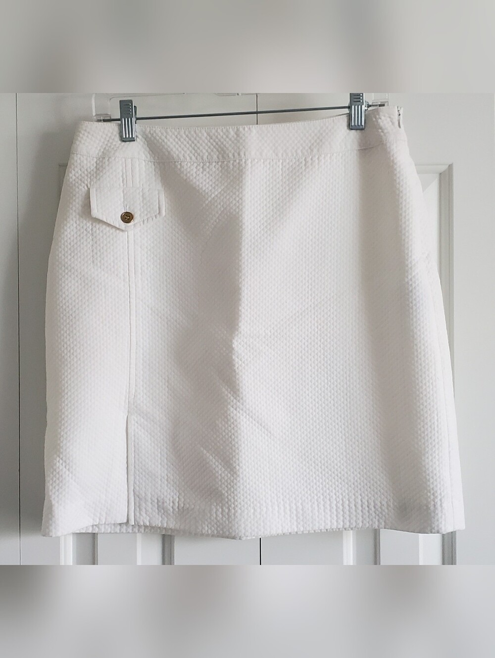 J. Mclaughlin Textured Quilted White A Line Short Skirt Golf Preppy Lined Sz 8